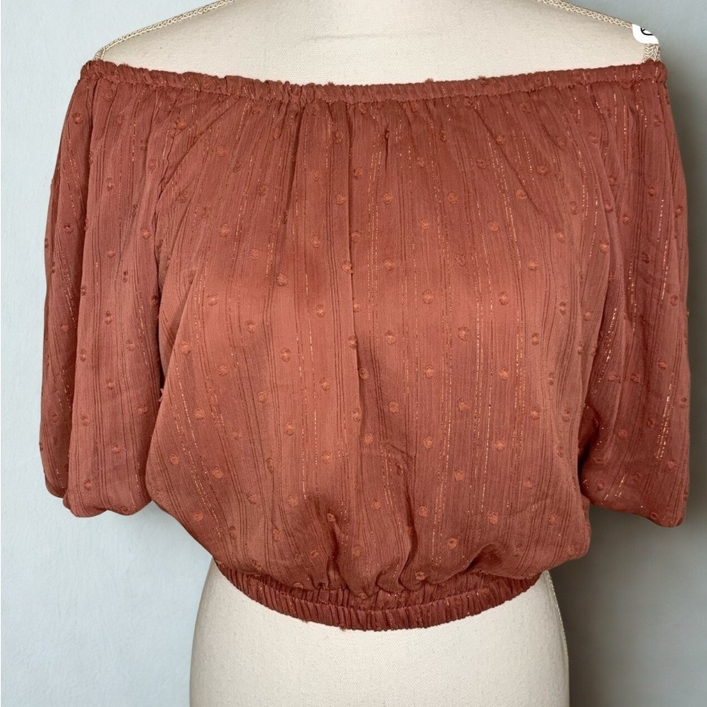 By the River Women Cropped on/off shoulder Top Size Medium